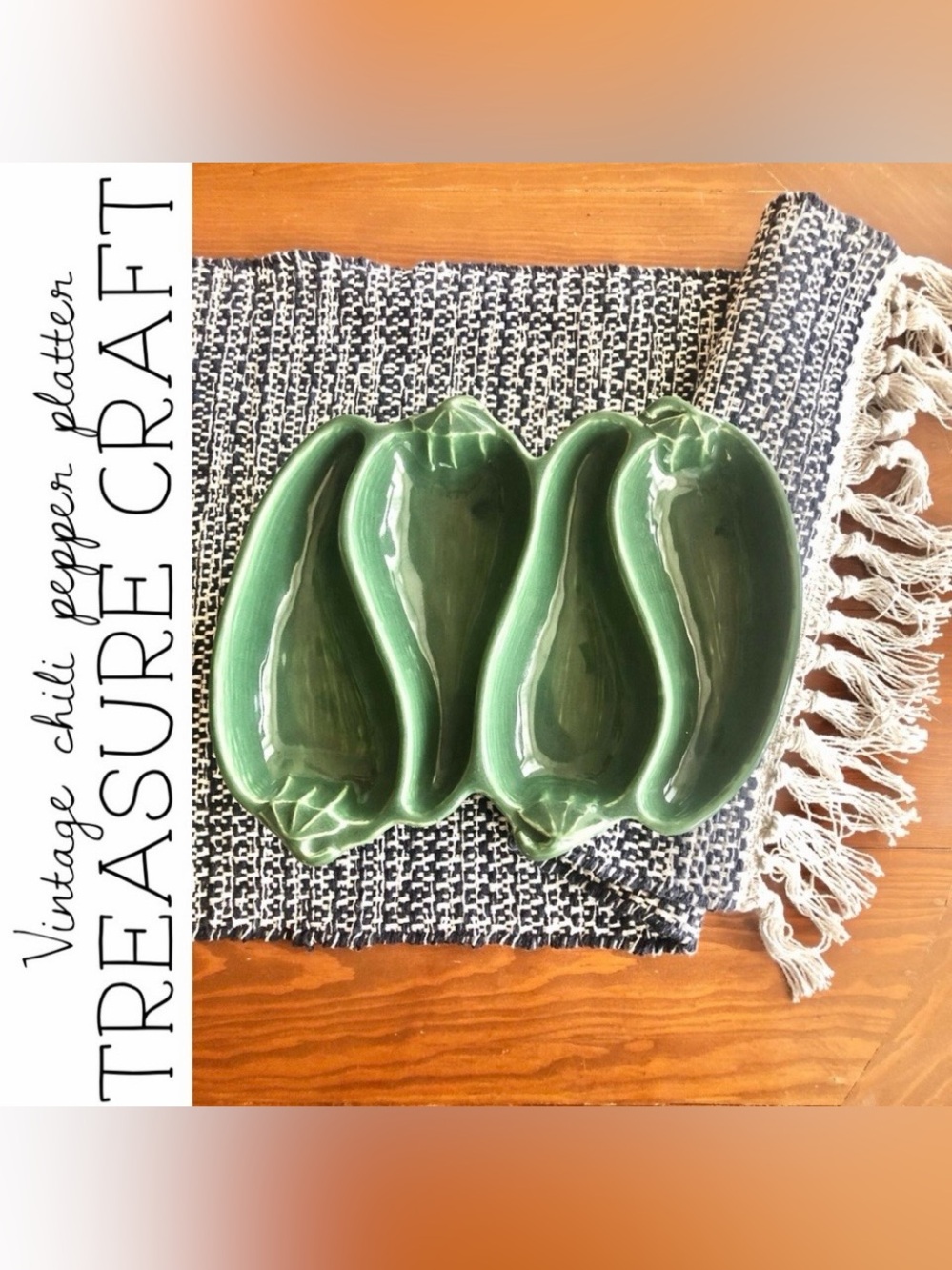 Vintage Treasure Craft Ceramic Chili Pepper Platter
